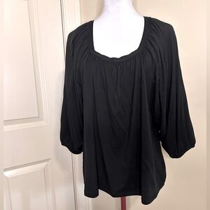 Garnet Hill Black Tencel Relaxed Pleated Top small